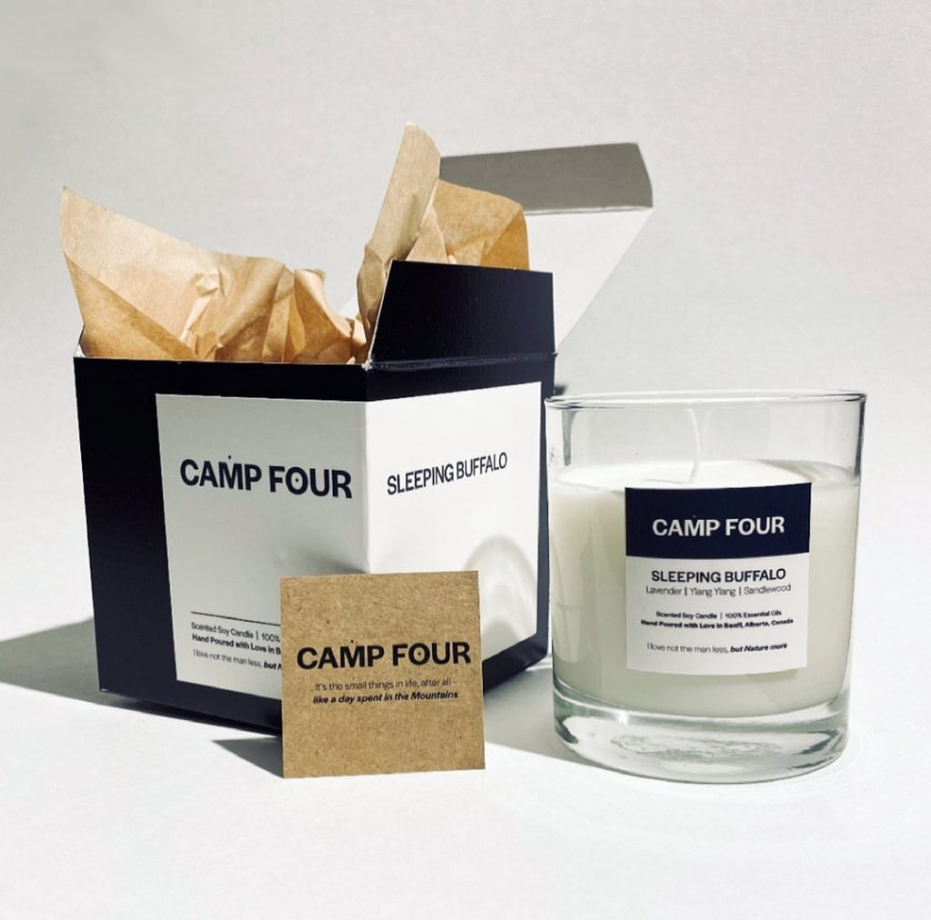 Custom label on candle by Camp Four Company