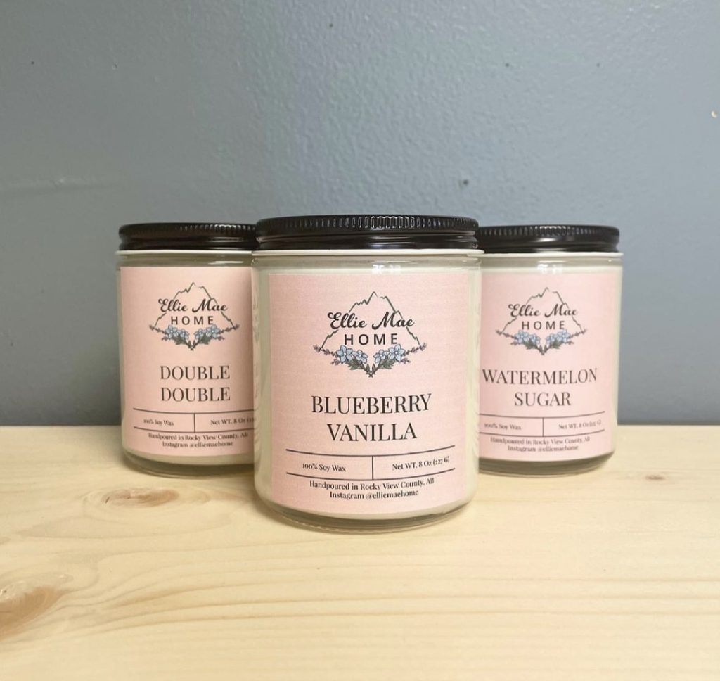 Custom labels on candles by Ellie Mae Studios